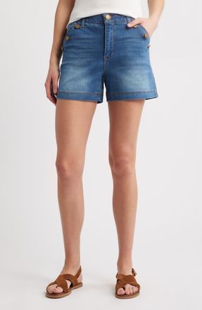 Wit & Wisdom Skyrise Denim Sailor Shorts in Mid Blue at Nordstrom, Size 16