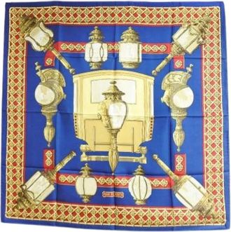 Herm&egrave;s Pre-owned Scarves, female, Blue, Size: ONE SIZE Pre-owned Feux de Route Scarf
