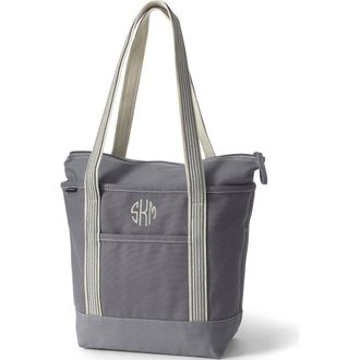 Lands End Zip Top Long Handle Canvas Tote Bag in Silver Graphite at Nordstrom, Size X-Large