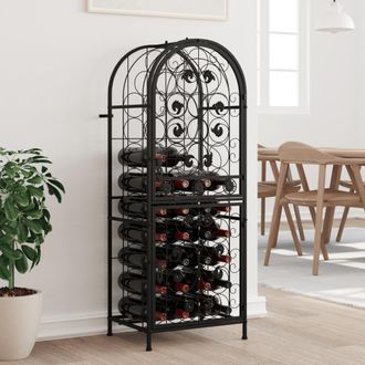 vidaXL Botellero Para 41 Botellas Hierro Forjado Negro 45x36x120 Cm Vidaxl