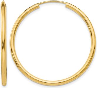 Diamond2Deal 10k Yellow Gold Round Endless Hoop Earrings 1.50g