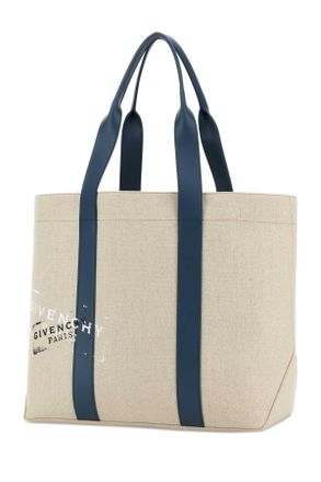 Givenchy Mens Sand Canvas Shopping Bag Beigeblack Exterior: Cotton Linen Borse A Mano