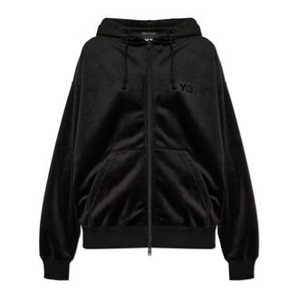 Yohji Yamamoto Hoodies & sweatvesten, Dames, Zwart, 2Xs, Katoen, Velvet Corduroy Rits Hoodie
