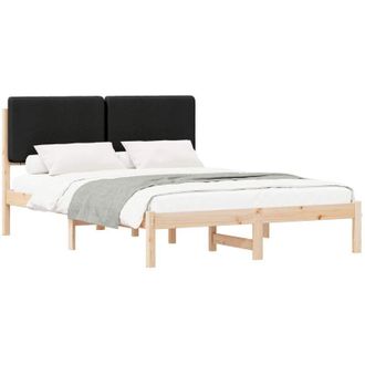 vidaXL Estructura De Cama Con Cabecera Tapizada Negro 150 X 200 Cm Vidaxl