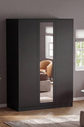 Home Discount Vida Designs Denver 3 Door Mirrored Wardrobe Storage Bedroom Furniture in Black