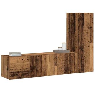 Berkfield Home Wall Mounted TV cabinets 3 pcs Old Wood Engineered Wood in Brown