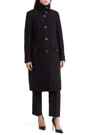 Andrew Marc Almedia Wool Blend Twill Coat in Black at Nordstrom, Size X-Large