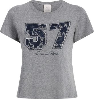 Cinq &agrave; Sept T-shirt con pizzo - Grigio