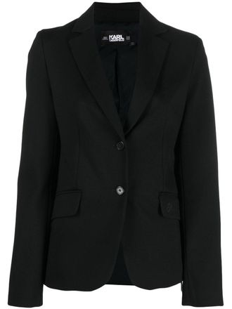 Karl Lagerfeld embroidered-logo fitted blazer - women - Polyamide/Acetate/Viscose/Spandex/Elastane/Viscose - 42 - Black