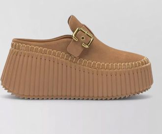 Chlo&eacute; leather platform mules