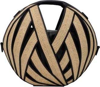 Perrin Paris Le Panier Handbag Raphia in Raphia Beige /Black at Nordstrom