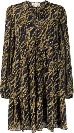 Michael Kors Chain-link Print Jurk - Dames - Korte kleedjes - Zwart - XS - Polyester - Kleedjes