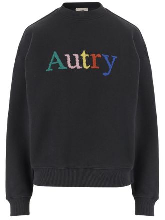 Autry Black Embroidered Cotton Sweatshirt