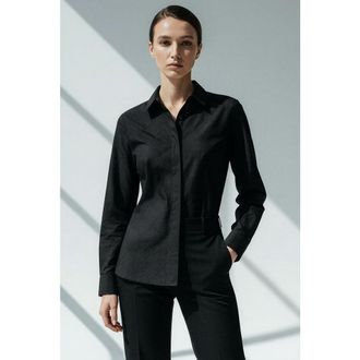 Exquise Stone Pattern Pocketless Long Sleeve Cotton Shirt in Black at Nordstrom, Size X-Large
