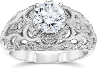 Pompeii3 Emery.75Ct Vintage Diamond Genuine Engagement 14K White Gold
