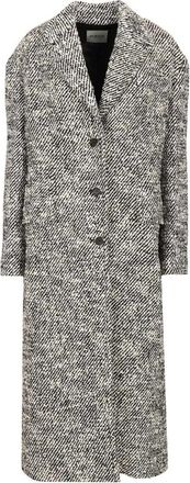 Durazzi Milano Enkelrijige jas met franjes - Dames - Mantel - Zwart - M - Wol - Jassen