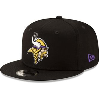 New Era NFL 9FIFTY Team Color Adjustable Snapback Hat Cap - One Size, Minnesota Vikings - Black, One size