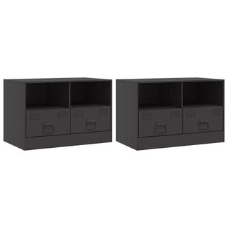 Berkfield Home TV Cabinets 2pcs Black 67x39x44 cm Steel | Size: 67 x 39 x 44 cm