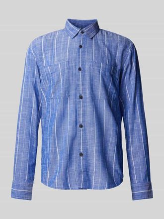 Tom Tailor Denim Relaxed Fit Freizeithemd aus Viskose-Mix mit Leinen in Blau, Gr&ouml;&szlig;e XL