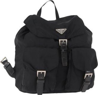 Prada Double Front Pocket Backpack Tessuto Black Nylon Backpack Bag (Pre-Owned)