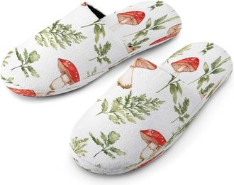 Generic Red Mushrooms Mens Cotton Slippers Memory Foam Comfort House Shoes Winter Indoor Slipper for Hotel Casa Spa