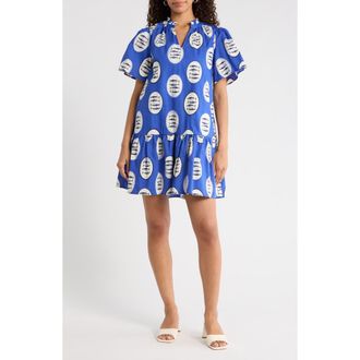 Sugarlips Sardine Sea Azari Cotton Shift Minidress in Navy-Crm-Blk at Nordstrom, Size X-Large