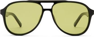 Le Specs Tragic Magic 56mm Aviator Sunglasses in Black /Olive Tint at Nordstrom