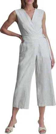 DKNY Dkny Striped Linen-Blend Jumpsuit