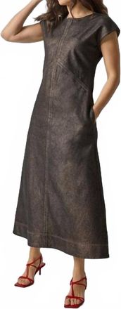 Lilla P Metallic Seamed Maxi Dress In Copper