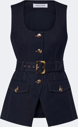 Veronica Beard Becker belted denim vest