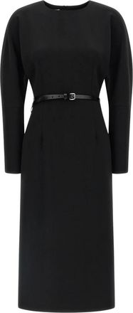 P.A.R.O.S.H. Phedra Midi Jurk - Dames - Casual kleedjes - Zwart - S - Leer - Kleedjes