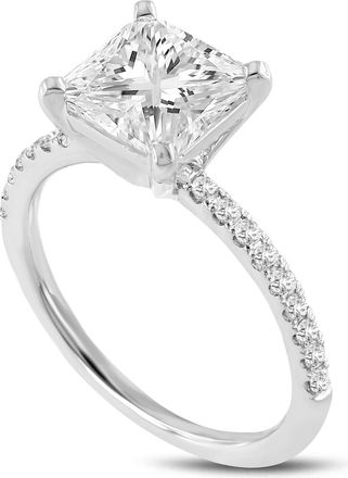 LuvMyJewelry Ani 14K White Gold Emerald Cut Lab Grown Diamond Engagement Ring - 2.76 Ct