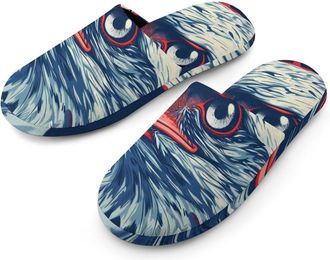 Generic Fierce Eagle Warm Mens Slippers Slip On Soft Fleece House Shoes Winter Indoor Outdoor