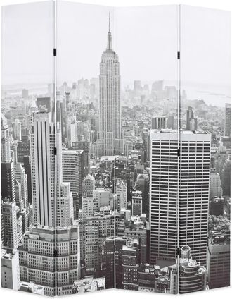 vidaXL Biombo Divisor Plegable 160x170 Cm Nueva York Blanco Y Negro Vidaxl