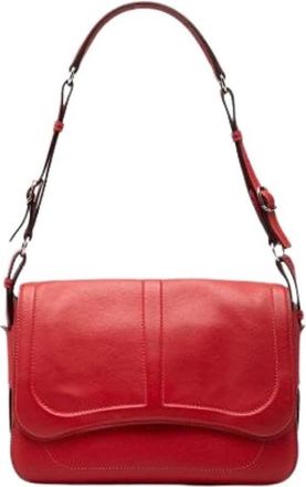 Herm&egrave;s Pre-owned Harnais Schoudertas - Dames - Vintage Schoudertas - Rood - ONE Size - Leer - Vintage
