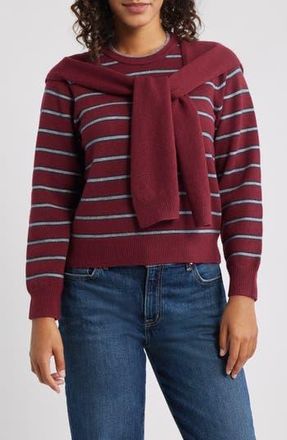 Wit & Wisdom Twofer Tie Sleeve Sweater in Wine/Grey Multi at Nordstrom Rack, Size Medium