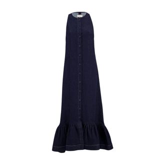 Zeus + Dione Mouwloze Denim Maxi Jurk - Dames - Jurken - Blauw - Maat: XS Denim