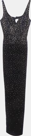 Alex Perry Navy Blue Velvet Crystal-Embellished Gown