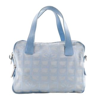 Chanel Light Blue Nylon Canvas Handbag Weekend Bag (Pre-Owned)