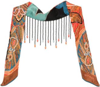 Etro Paisley-pattern Beaded-fringe Neckerchief