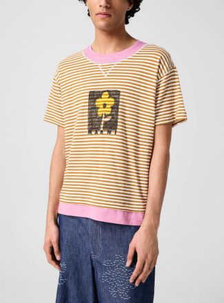 Marni Mens Layered effect stripes T-shirt