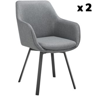 TecTake 2 sillas giratorias con reposabrazos tapizadas, 57 x 59 x 88 cm, gris