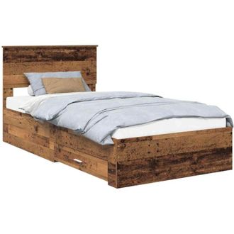 vidaXL Bed Frame with Headboard Old Wood 100 x 200 cm Engineered Wood vidaXL