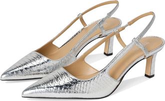 Michael Kors Alora Mid Sling High Womens Heels Silver : 9.5 M, Synthetic