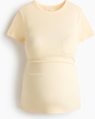 H&M MAMA Geripptes Shirt - Blassgelb