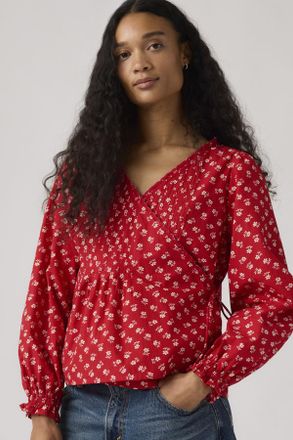 Levi's Soleil Wrap Blouse - Mujer - XS - Rojo / Angela Daisy