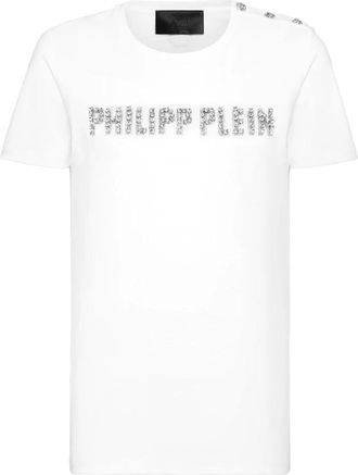 Philipp Plein T-Shirt Ronde Hals - Dames - T-shirts - Wit - L - Katoen - Tops