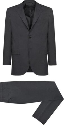 Kiton Donkergrijs Wollen Pak Blauwe Diamant - Heren - Business pakken - Grijs - S - Wol - Kostuums