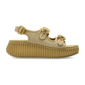 Chlo&eacute; Wedges, female, Beige, Size: 10 US Nama Platform Sandals