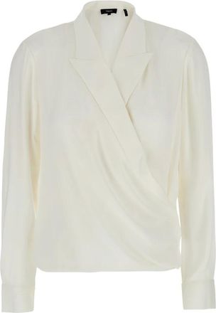 Theory Overhemden, Dames, Wit, L, Zijden Crossover Blouse Wit